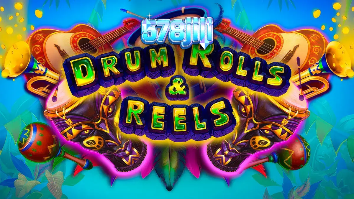 Tampilan visual slot Drum Rolls & Reels dengan tema karnaval Brasil yang meriah